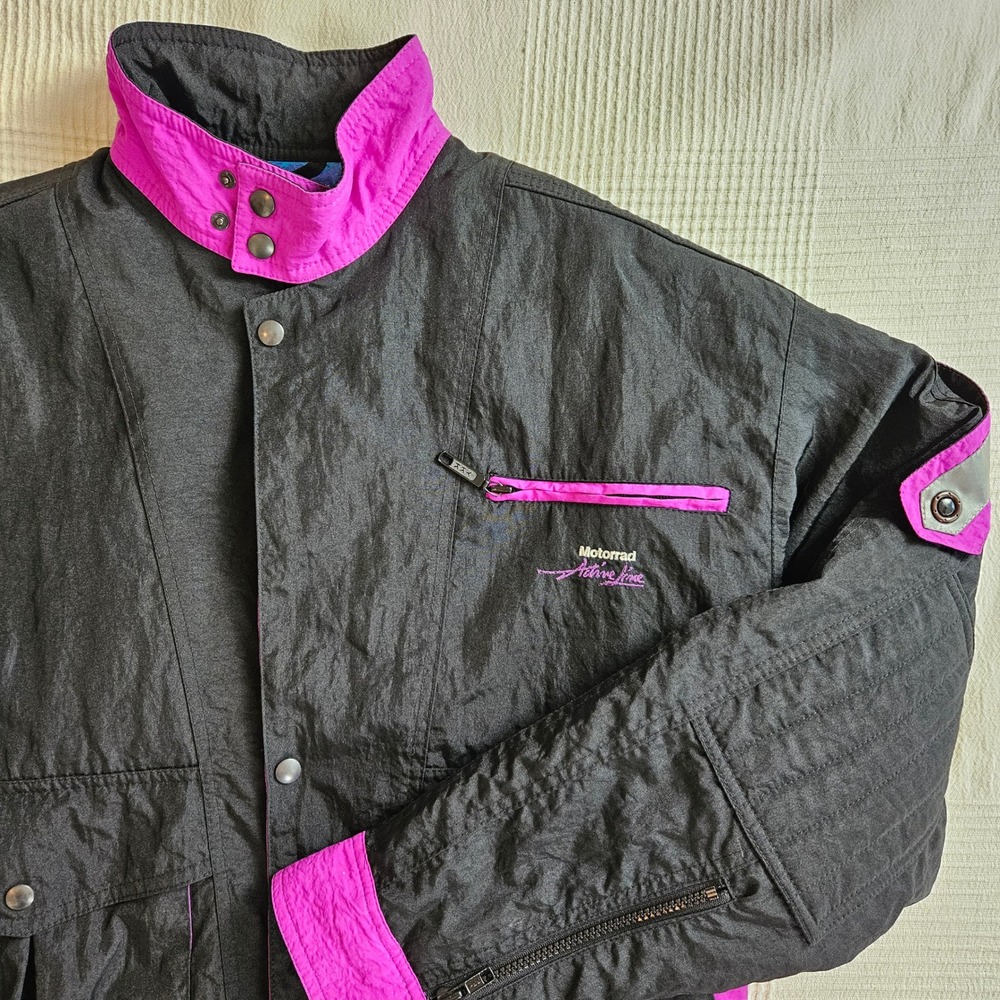 Vintage BMW Motorrad GmbH Active Line Black Neon Purple Racing Jacket Men L